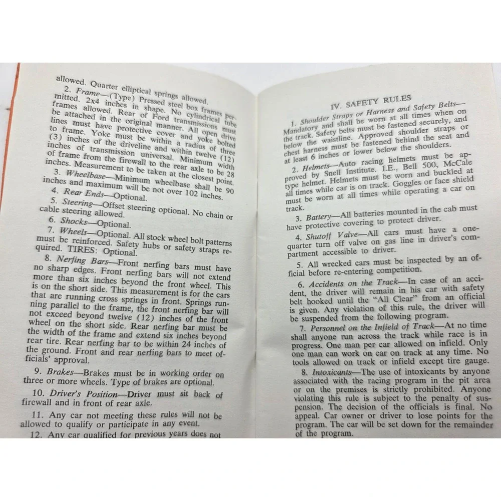 1970 CSRA Central State Racing Association Rule Book Tognotti Sacramento CA